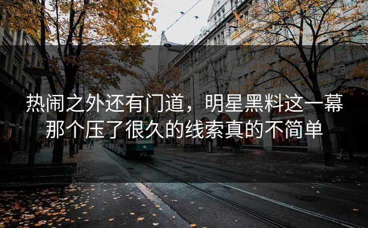 热闹之外还有门道，明星黑料这一幕那个压了很久的线索真的不简单