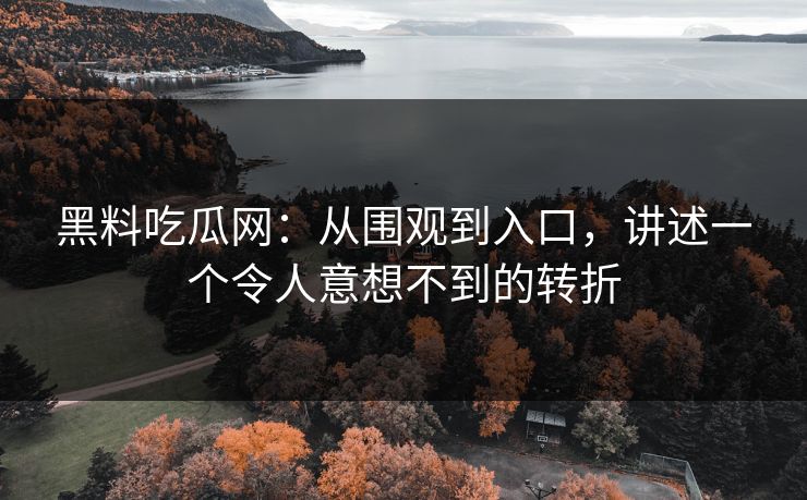 黑料吃瓜网：从围观到入口，讲述一个令人意想不到的转折