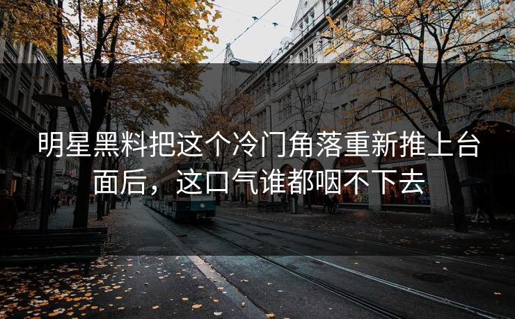 明星黑料把这个冷门角落重新推上台面后，这口气谁都咽不下去
